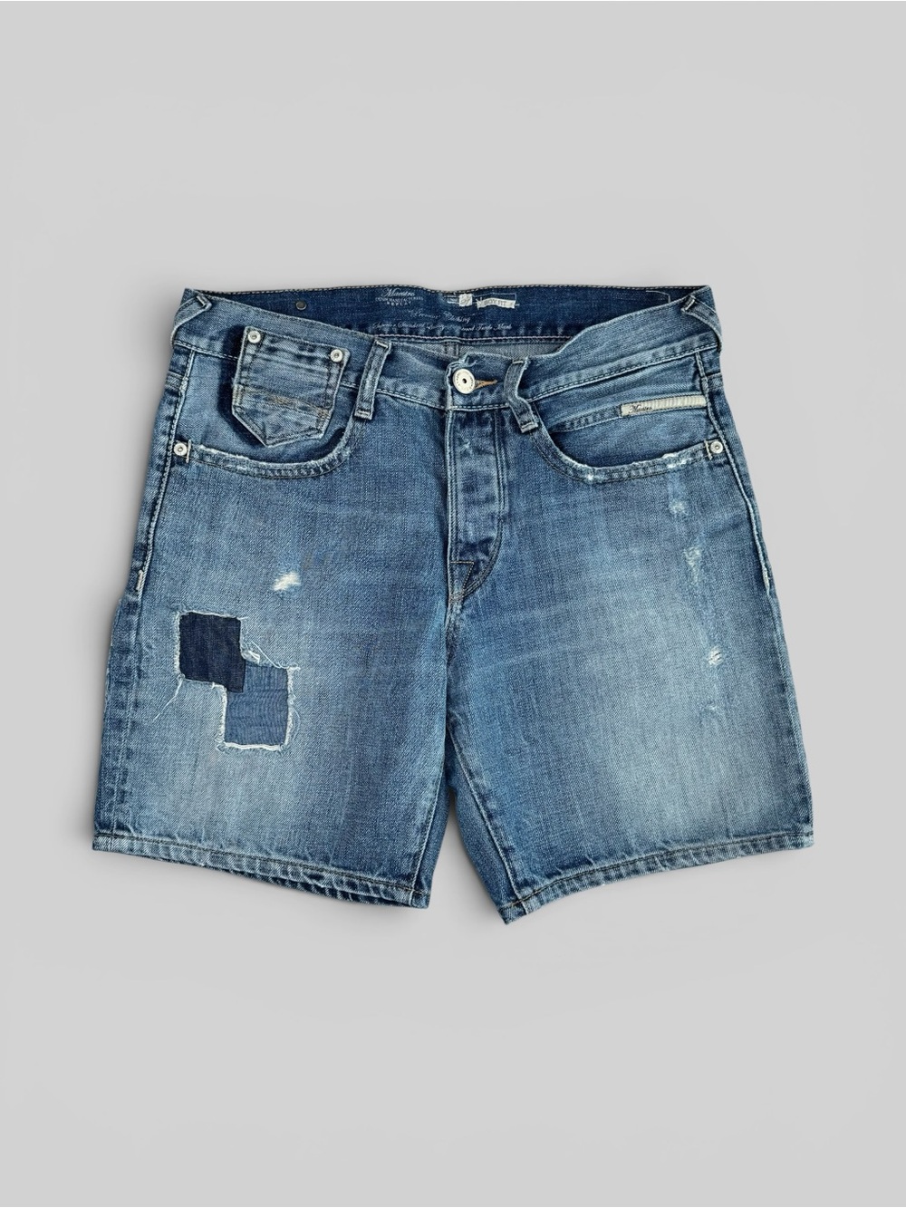 Y2K 2000s REPLAY Patchwork Denim Jorts 27 Blue Maestro Boy Fit